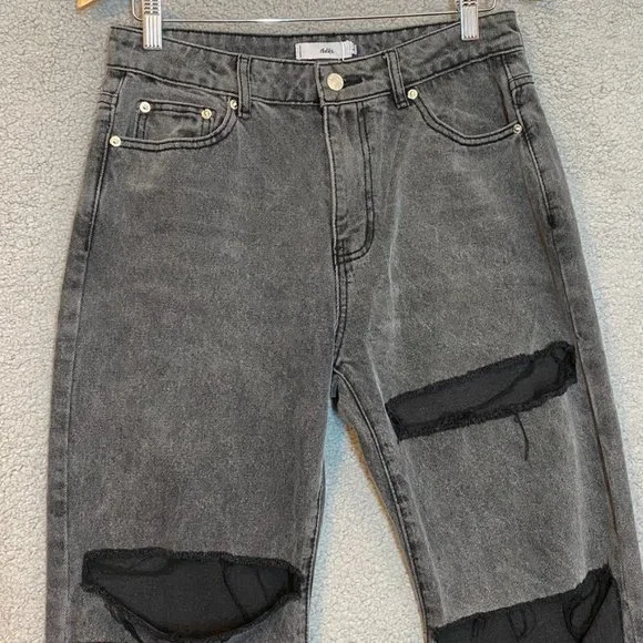 Adika Davis Straight Jeans Black Wash Large NEW Y2K - Picture 5 of 15